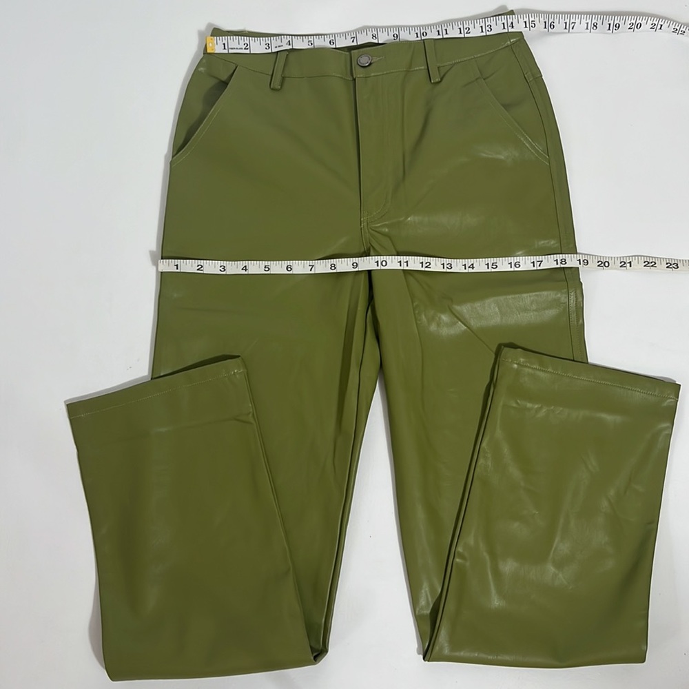 ANTHROPOLOGIE EN SAISON LANA FAUX LEATHER PANTS SIZE M COLOR OLIVE NWT - Picture 9 of 14